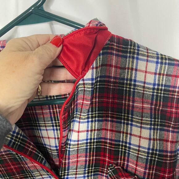 Lauren Ralph Lauren sleep shirt pajama top white red green plaid women's large - Picture 8 of 16